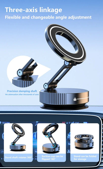 Universal Magnetic Car Phone Mount - 360° Adjustable Dashboard Holder with Strong Suction