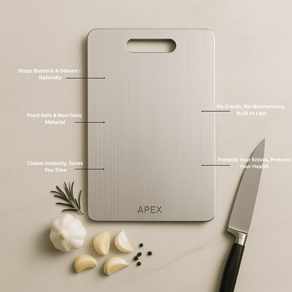 KARU Premium Pure Titanium Cutting Board - Ultra-Hygienic & Scratch-Resistant Kitchen Essential
